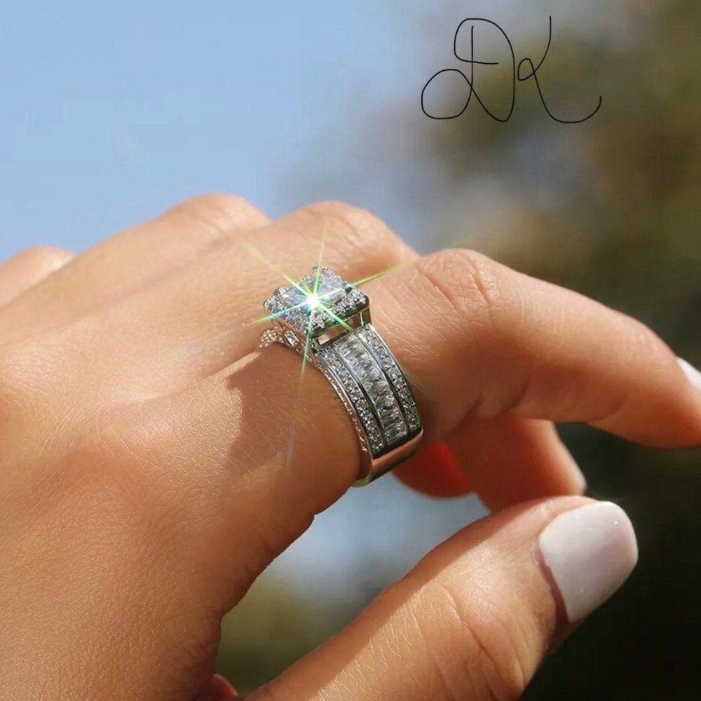 925 WEDDING RING BRIDAL RING ENGAGMENT RING - Picture 10 of 10